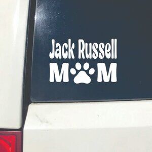 White Jack Russell Dog Mom Vinyl Window Decal